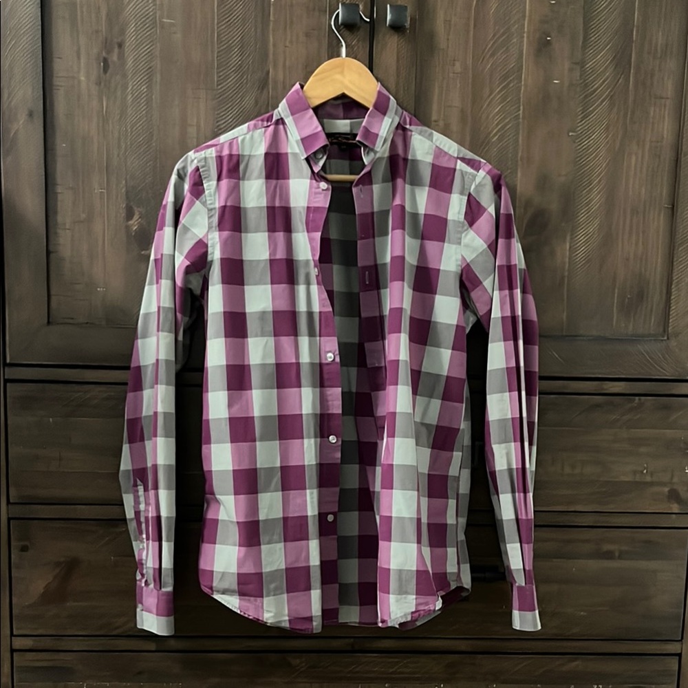 Ben Sherman Plaid Button Down Shirt - Purple & Gray
